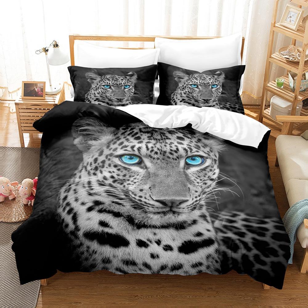 New Animal Leopard Bedding Sets Quilt Bed Cover Comforter Duvet Cover Pillow Case 2-3 Pieces Sets Kids Adult Bedroom Decoration