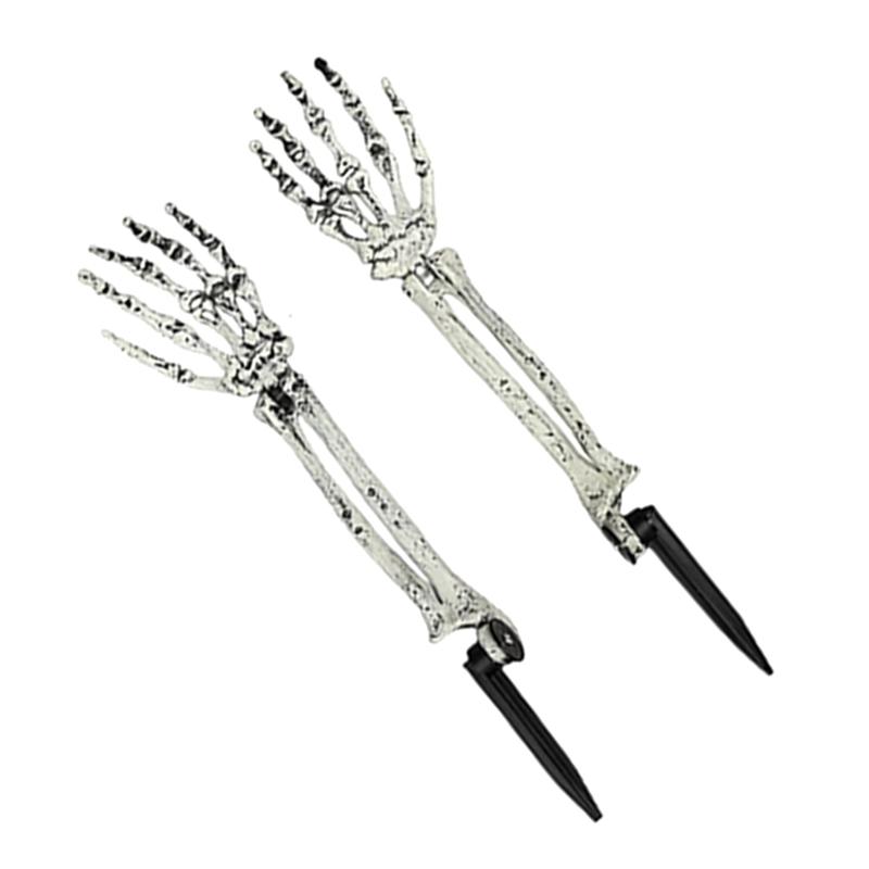 M-Modern-10 PCS Halloween Skeleton Decorations White Realistic Skeleton Stakes Skull Arm Yard Sign Halloween Decoration