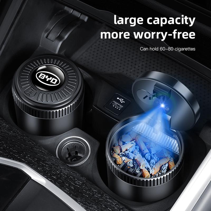 Car Interior Ashtray LED Light Portable Smoke Ashes Holder For BYD Qin Tang U8 F3 E6 Atto3 Yuan Plus Song Max F0 G3 I3 Ea1 Dmi