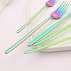4Pcs Black Flatware Stainless Steel Tableware Dinner Fork Fruit Fork Steak Fork Salad Fork Suitable for Restaurant or Banquet