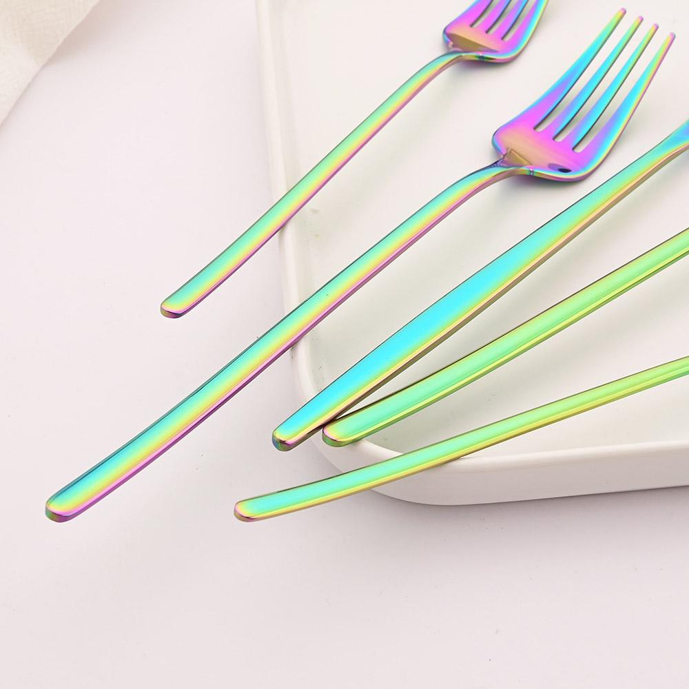4Pcs Black Flatware Stainless Steel Tableware Dinner Fork Fruit Fork Steak Fork Salad Fork Suitable for Restaurant or Banquet