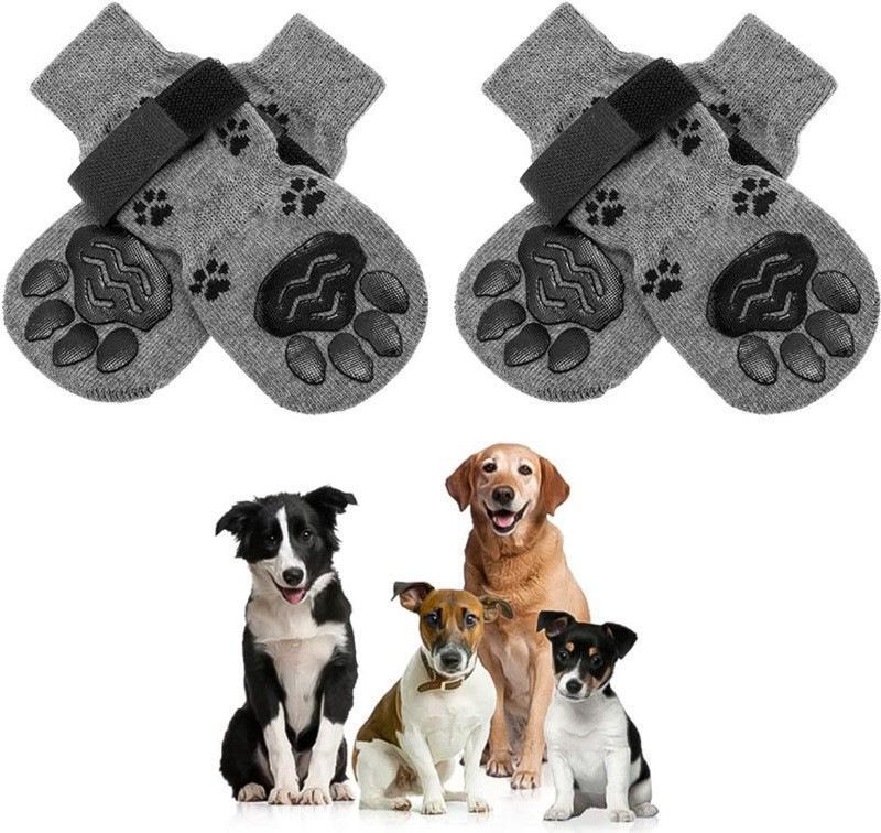 Breathable Non-Slip Cotton Socks for Large & Medium Dogs, 4-Pack