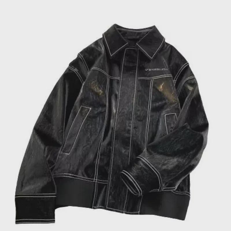 Unisex Vintage Red Leather Jacket: Loose, Casual Autumn Retro Style