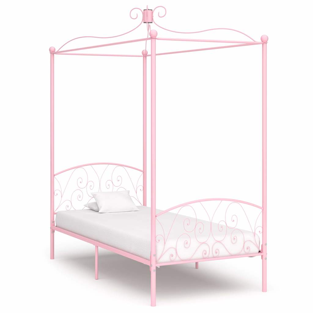 Himmelbettgestell Rosa Metall 90 x 200 cm