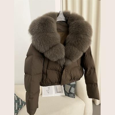 Winter Women's Short Fashion Warm Down Jacket Fox Fur Collar Jacket