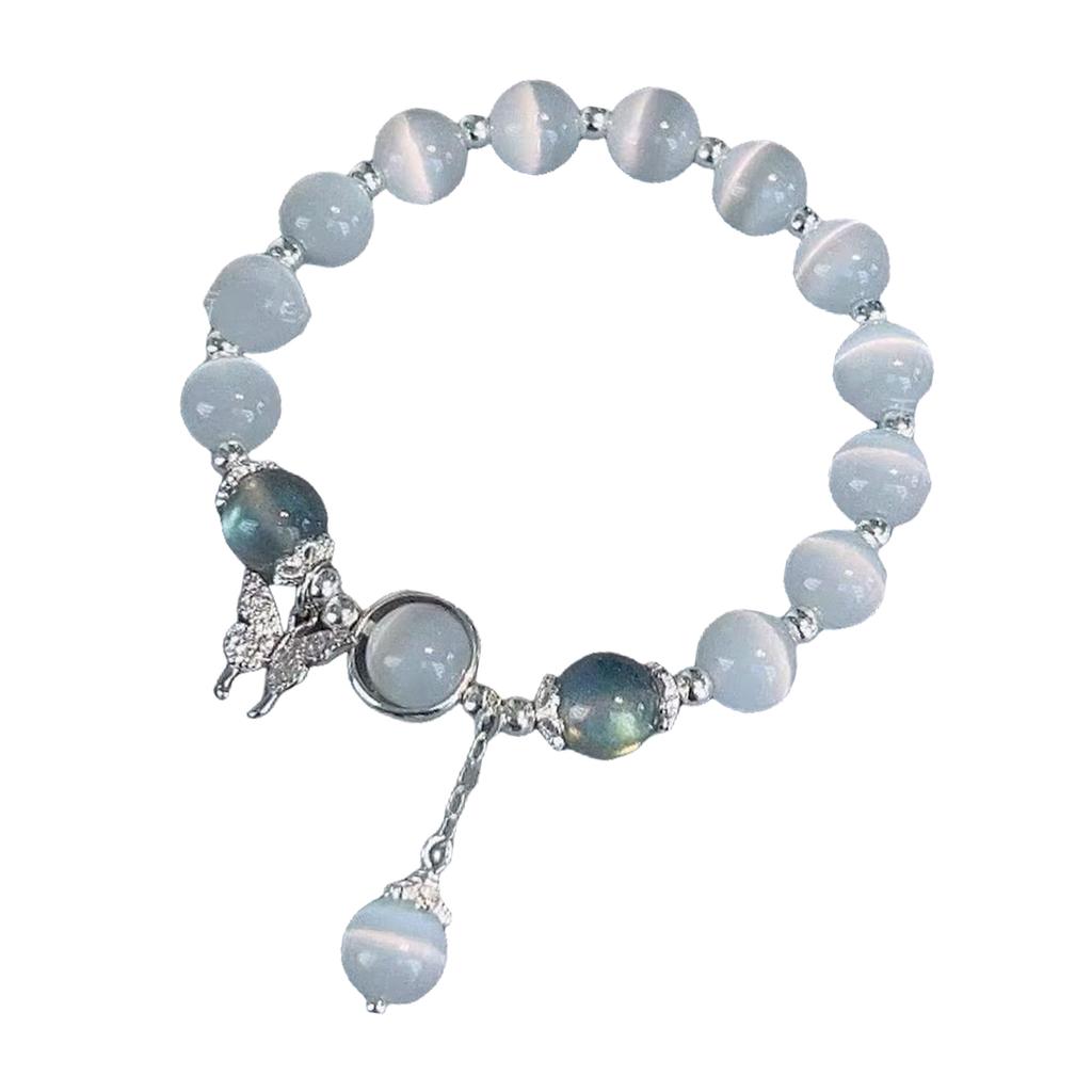 Fashionable Opal Sea Blue Crystals Bracelet Elegant Fashion Jewelry Portable for Girls and Women with Elastic Designs