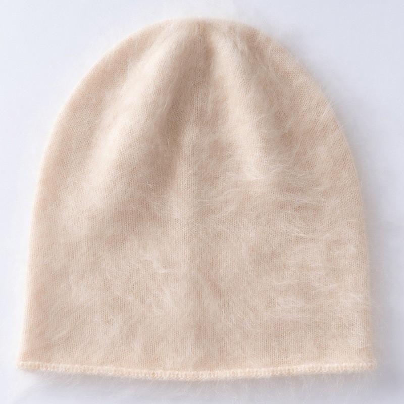 Womens 100% Cashmere Beanie Rolled Brim Warm Fashion Versatile Solid Color Ear Protection Hat