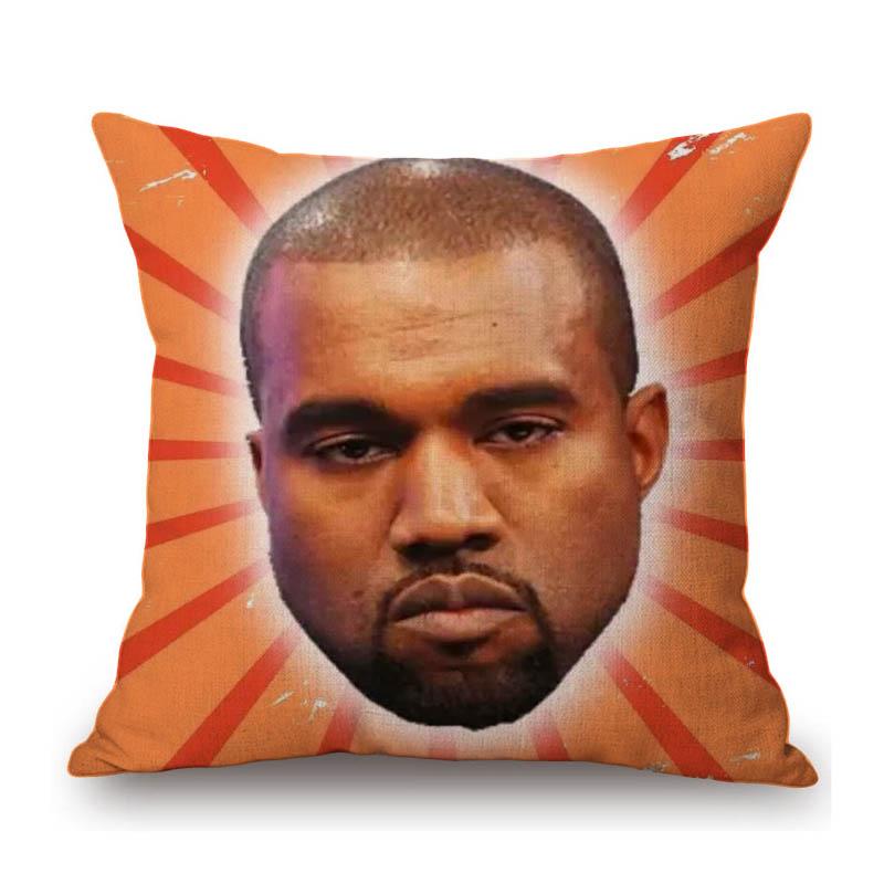 Lovely Funny Kanye West Funny Face Celebrity Portrait Art Hollywood Cotton Linen Sofa Throw Pillow Case Decorative Cushion Cover