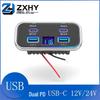 Dual PD USB-C 12V/24V Marine Charger with LED Voltmeter for Boats & RVs