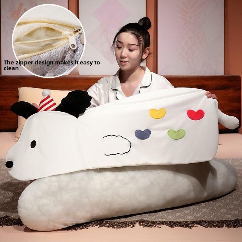 Puppy Soft Lazy Long Pillow With Pp Cotton Filling For Bed Sofa Kids Backrest
