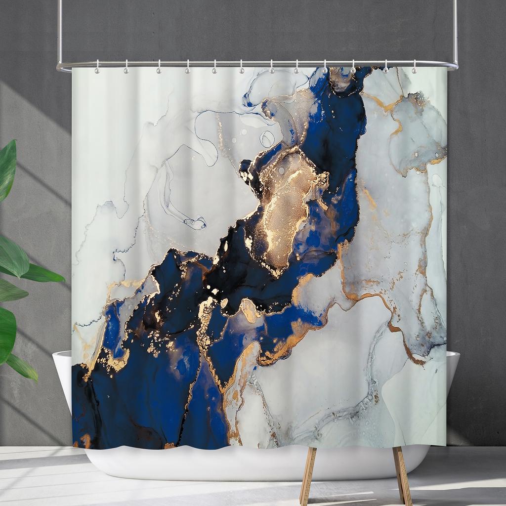 Shower Curtain Waterproof And Mildew-Proof Marble Pattern Bathroom Curtain Shower Curtain Partition Curtain Free Of Punching