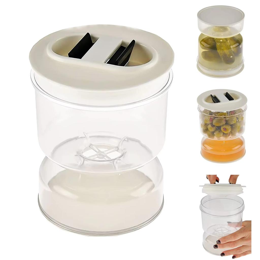 Sealed Jar for Pickle Home Wet and Dry Separation Pickle Jar with Flip Container and Strainer Hourglass Design Olives Container