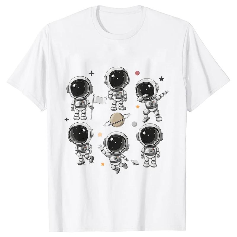 Harajuku Funny Aesthetic Tshirt Women Summer Fashion Cartoon Astronaut Graphic Y2k Tops Universe Space Punk Female Tees Shirt