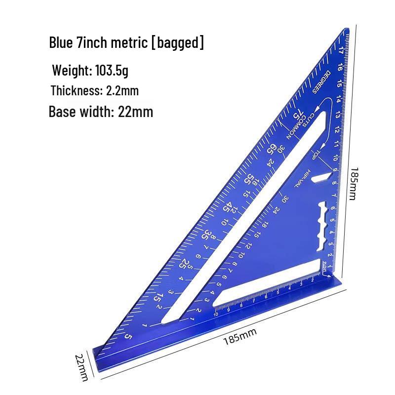 7-inch Aluminum Alloy Metric Imperial Woodworking Triangle Corner Ruler