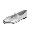 Pig nose ballet shoes women's shallow mouth with bow sweet wind low heel Mary Jane single shoes soft sole women's shoes