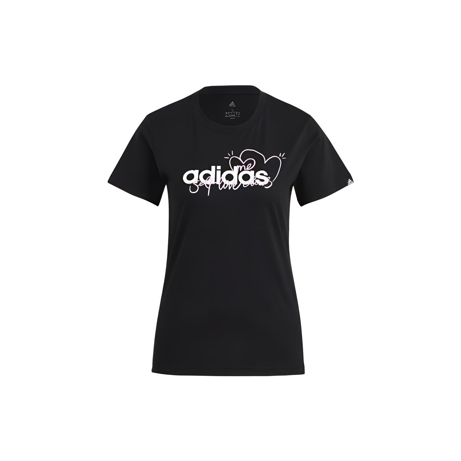 (WMNS) adidas Heart Graphic T-Shirt Asia Sizing  Black White  Women s GL6844 S