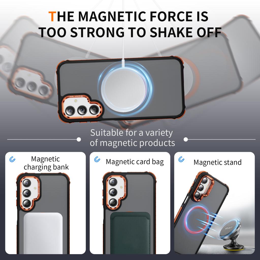 For Samsung Galaxy A16 5G Case with Lens Kickstand Matte Back Cover Magnetic Case