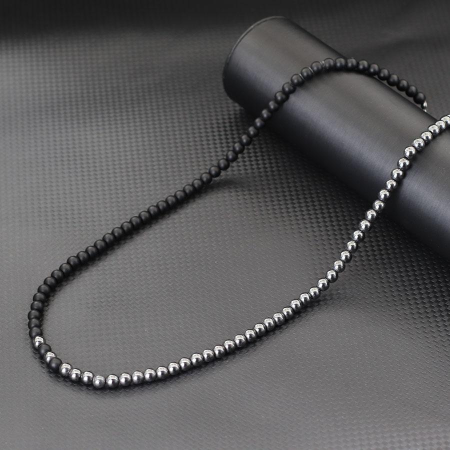 Nuova Collana Bicolore Bianco Nero Per Uomo Fibbia in Acciaio Inossidabile 24 Pollici 6mm Occhio di Tigre Lava Pietra Ematite Collare Curativo
