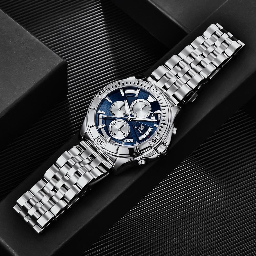 BENYAR Men's Quartz Multifunctional Waterproof Luminous Watch 5180