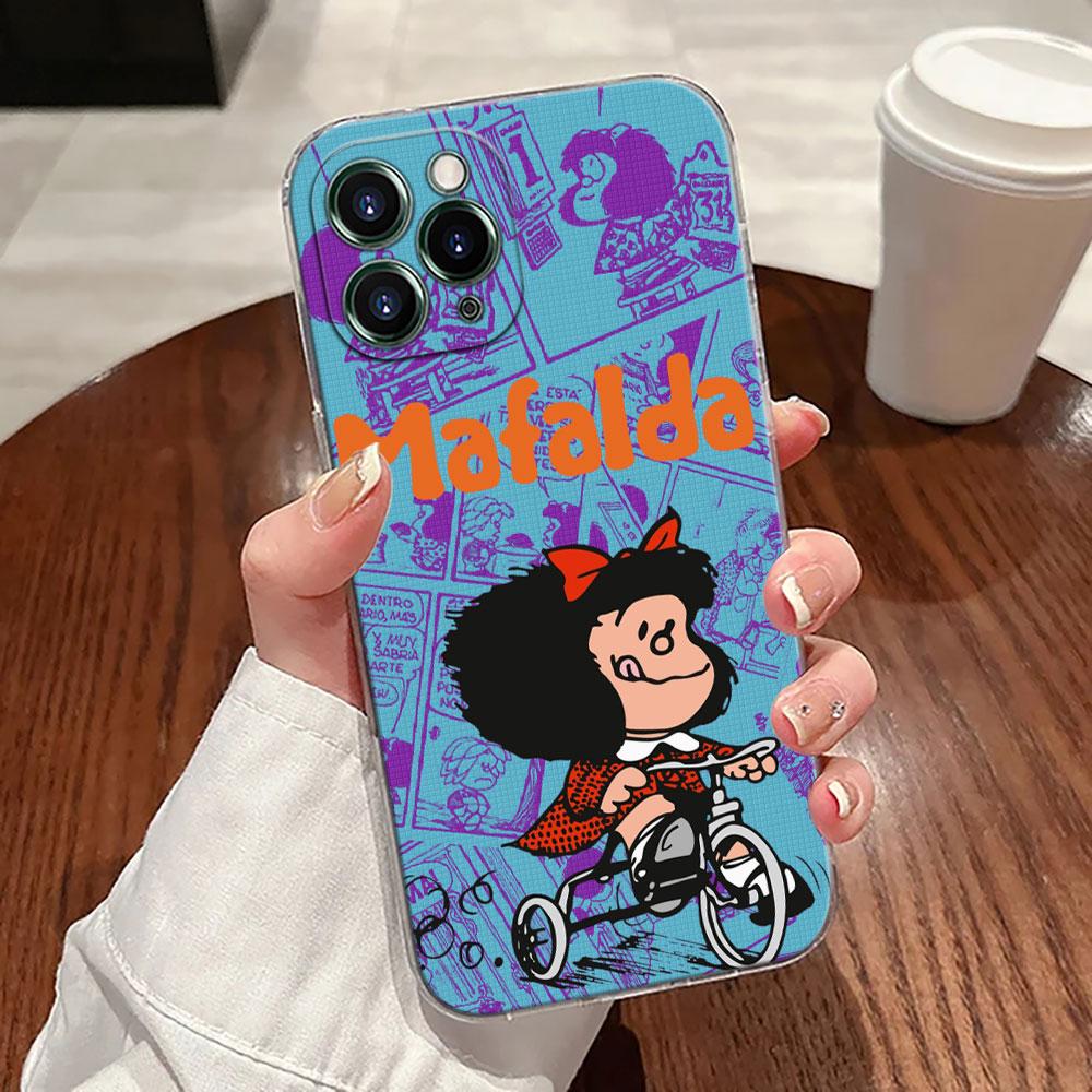 Mafalda Disney Transparent Phone Case For iPhone 17 Pro Max 17E 11 12 13 14 15 16 Pro Max Plus 17 Air 16E 7 X Soft Cover Mafalda