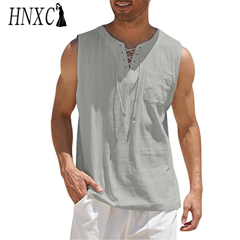 HNXC Baumwolle Ärmelloses T-Shirt Herrenmode Lockeres Hemd Bedrucktes Mitfühlendes Hemd