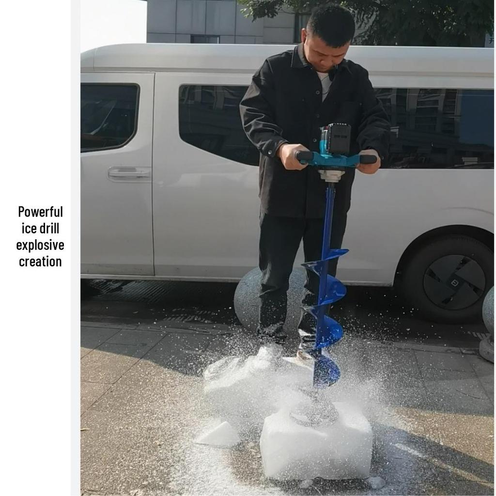 High-Power Lithium Battery Handheld Ice and Earth Drill with Dual Battery and Steering Wheel