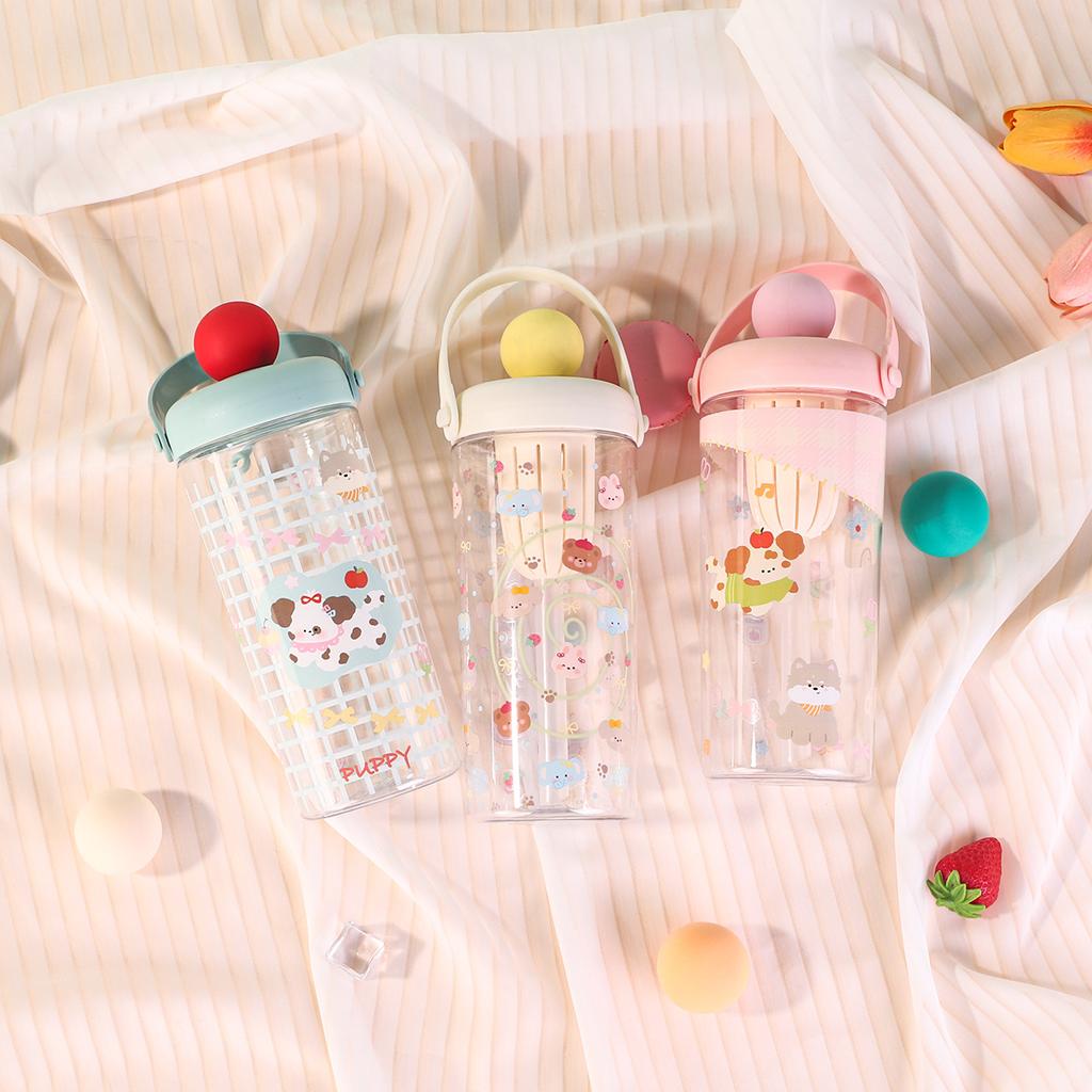 Water bottle creative portable float plastic cup summer tea separation straw cup girls outdoor portable cup wholesale