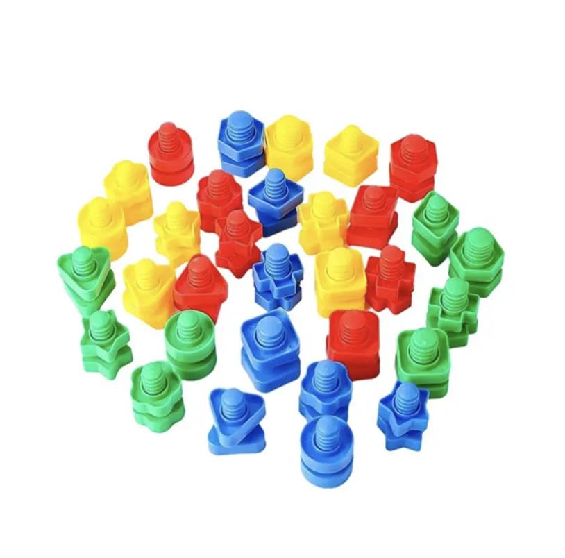 6PCS Random Screw Shaped Children's Montessori Shape Color Puzzle Plastic Toy Nut Matching Desktop Interactive Cognition