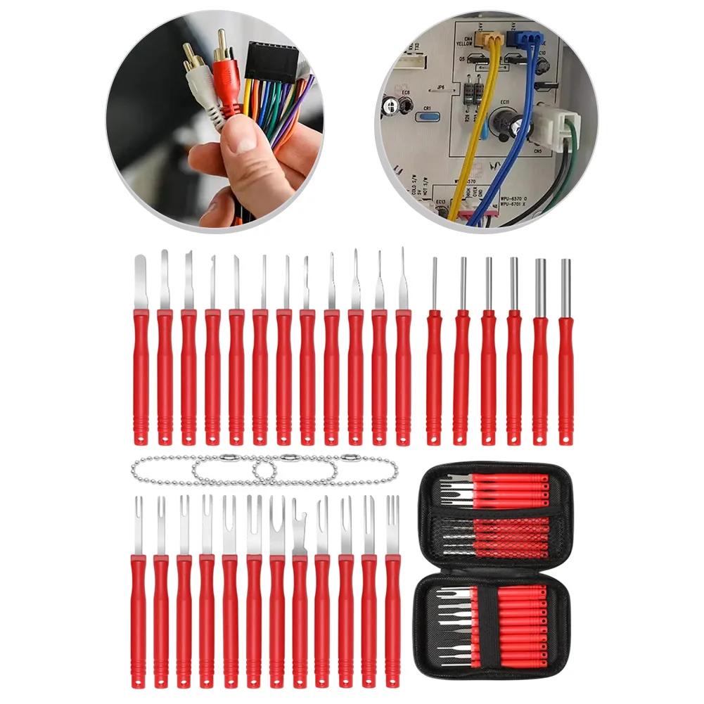 34pcs Terminal Removal Tool Electrical Wire Connector Repair Terminal Car Electrical Wire Crimp Connector Pin Extractor