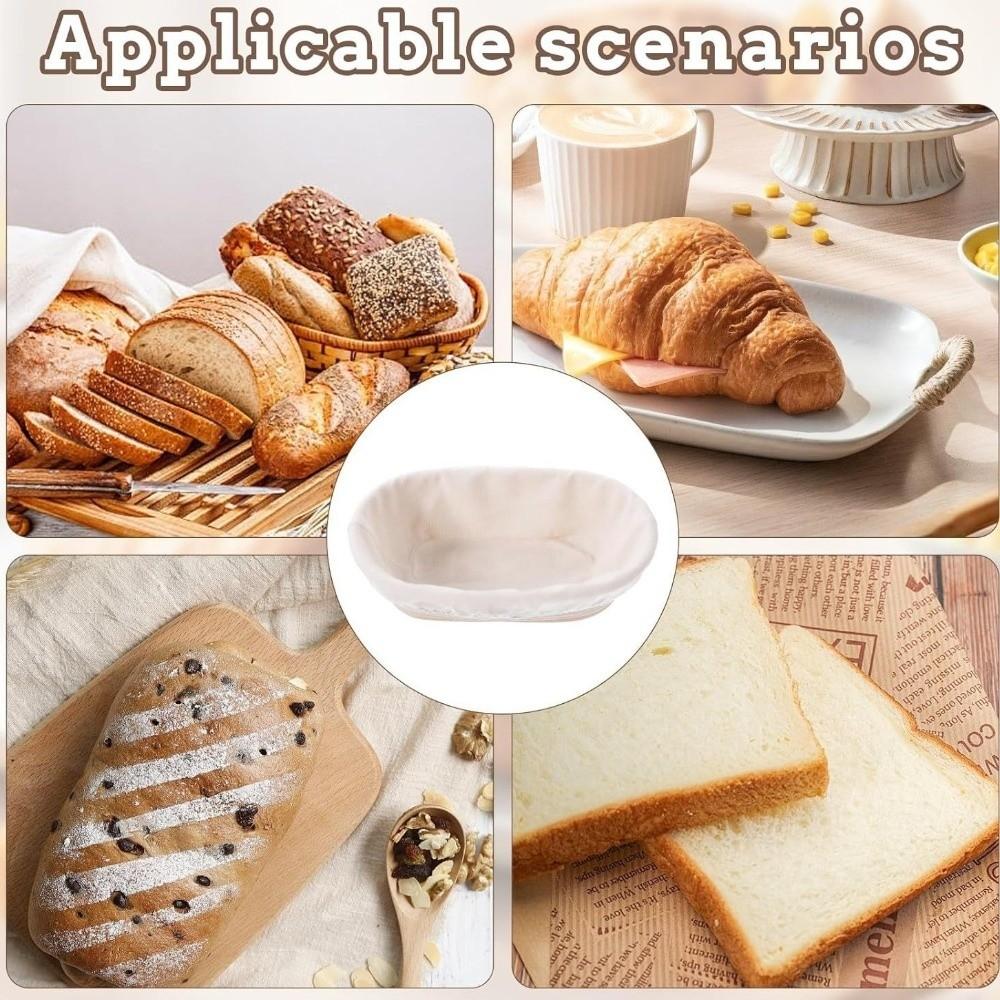 6 Pieces Round/Oval Bread Basket Liner Breathable Bread Proofing Cloth  DIY Baking