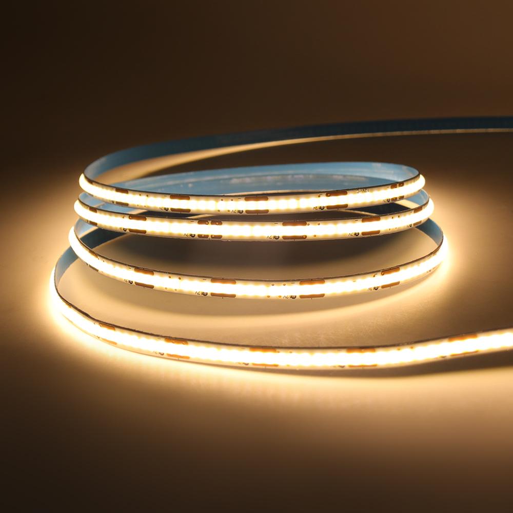 

Narrow Version 5MM DC 12V 24V COB Strip 384Leds Natural/Warm White 3000K 4000K 6000K Flexible Ribbon Rope TV Backlight LED Strip DC 12V&5M теплим білим кольором