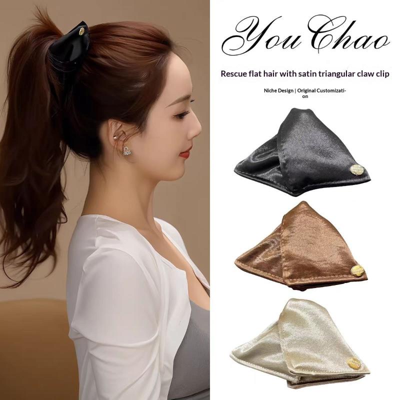 

Triangle Fabric Hair Claw Clip Satin Hair Claw For Women Half Updo Elegant Shark Clip Hair Accessories For Girls Gift 1PC чёрный