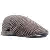 Plaid Beret Herre Britisk Cap Høst Vinter Tykk Varm Forover Cap Newsboy Cap