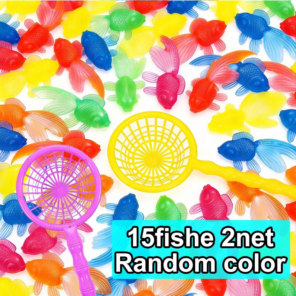

17pcs Floating Goldfish Decor with Nets - Realistic Plastic Water Pet Toys for Cats, No Battery Summer Pool Party Supplies, ZSY