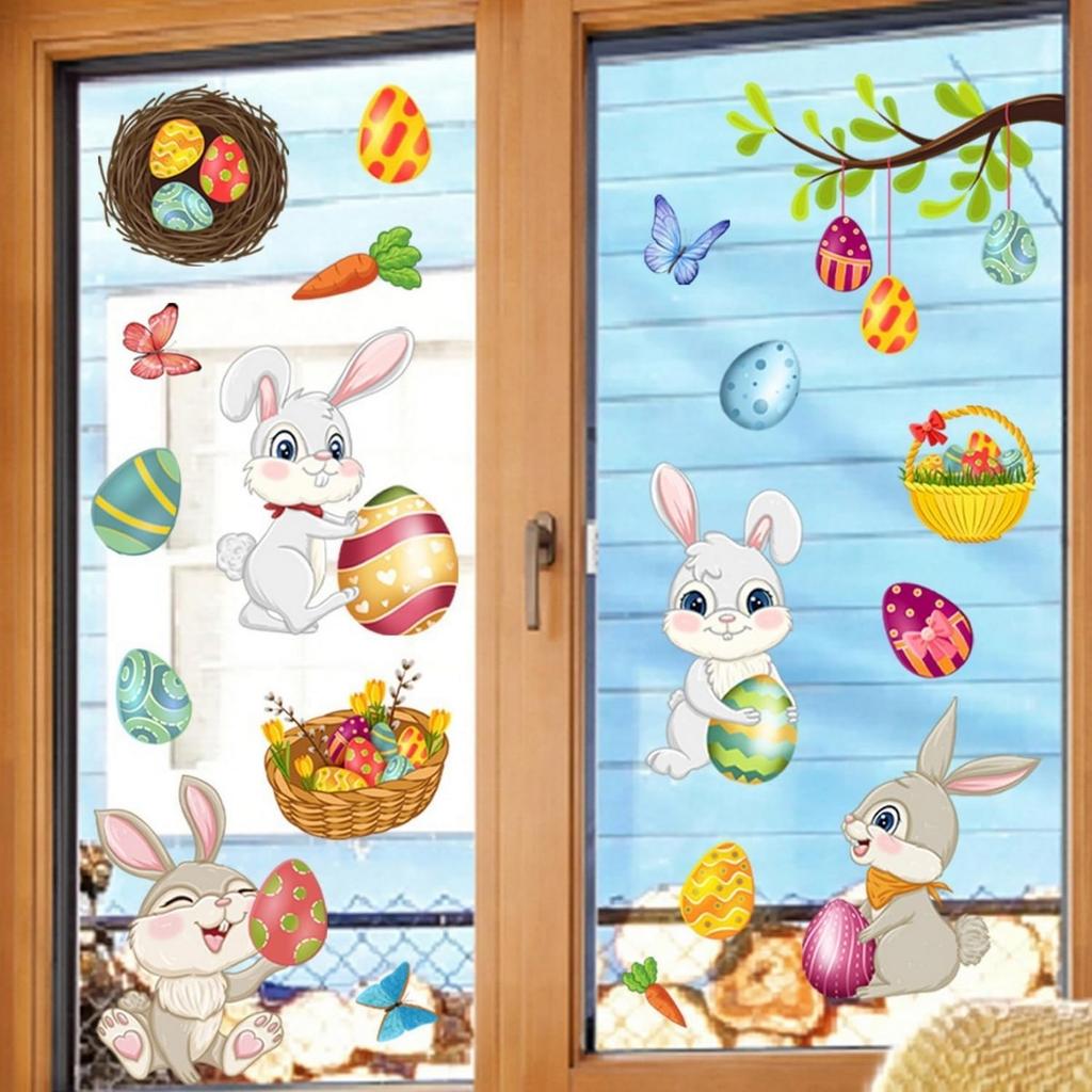 9 Sheets Summer Window Clings Stickers Double-Sided Window Decals Tropical Flamingo Green Plants Coconut Tree Designs Summer Hawaii Colorful Flower