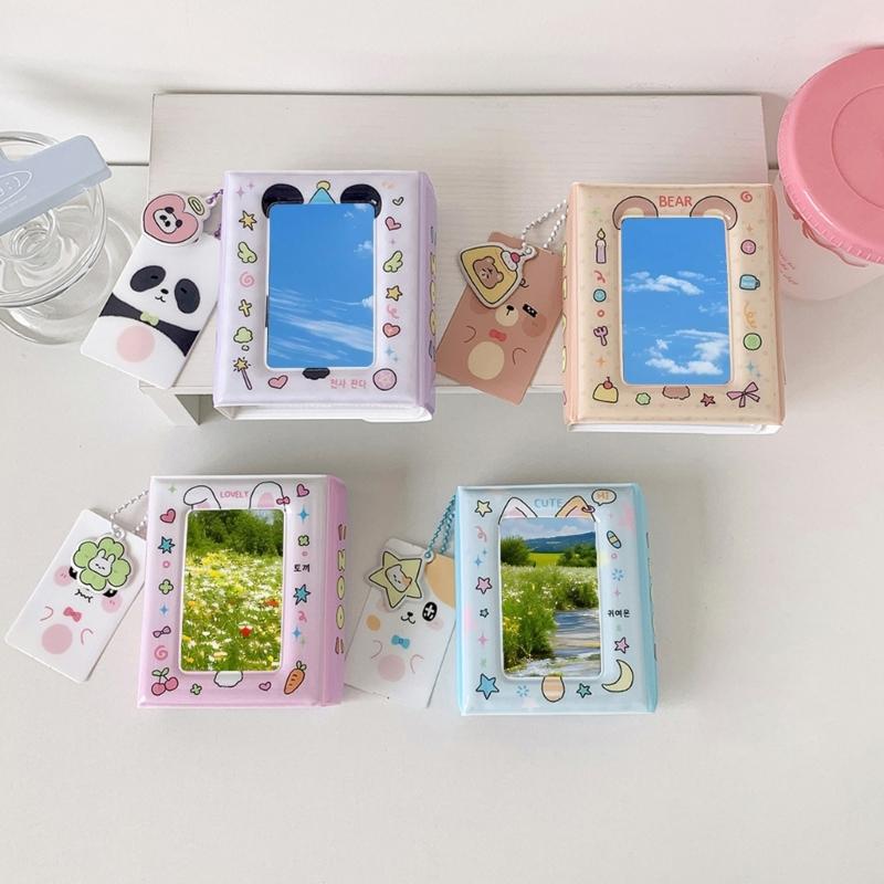 Cute Animal Theme Kpop Photocard Organizers 40 Pocket PVC Binder Book Mini Travel Photo Album with Charm for Fan Gift