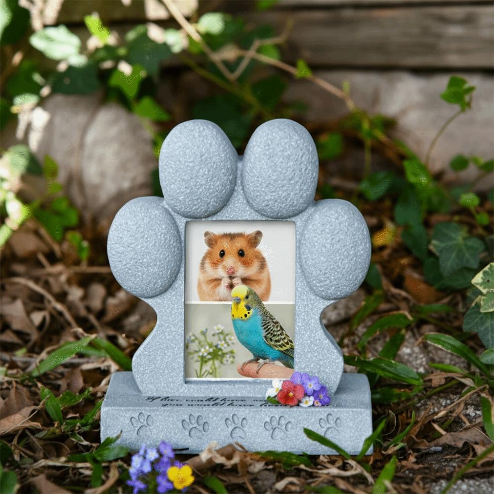 Fotorahmen Haustier Grabstein Harz Hund Opfergrabstein Tier Grab Gedenkstein Gedenkgeschenk