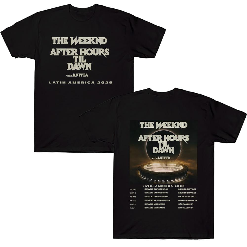 Latin America 2026 Tour TheWeeknd T-shirt Graphic Cotton T Shirts Vintage 90s Hip Hop Gothic Tee Casual Unisex Loose T-shirt