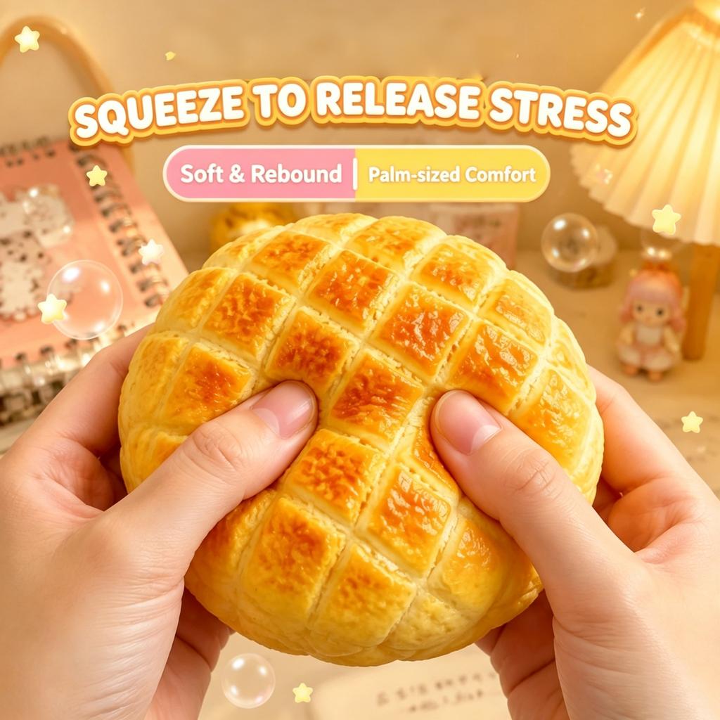 Crunchy Squishy Pineapple Bun Crispy Sound Squeeze Toy Round Blocks Filled Fidget Toy ASMR Sensory Stress Relief Toy Gifts