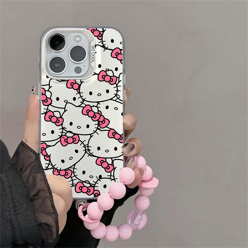Pink Hello Kitty Pearl Chain Phone Case For Xiaomi Redmi Note 15 Pro 5G 15C 15 14C 13C 12C Note 14 13 12 Pro Plus 5G Hard Cover