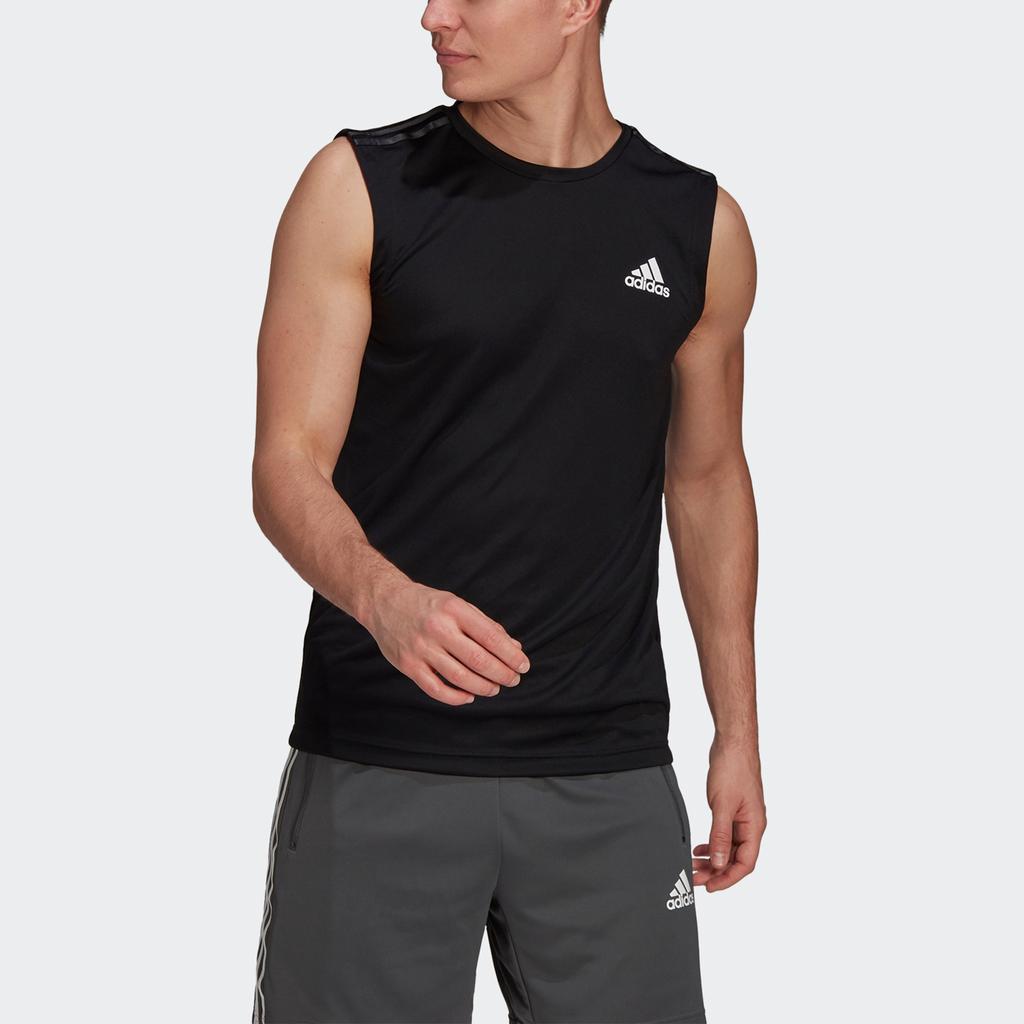 Adidas 3-Stripes Tank Top, Breathable Sleeveless Training Men Tops Black GM2130