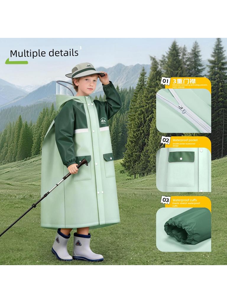 Kinder-Regenmantel, College-Stil, für Kindergarten, ältere und jüngere Kinder, mit Platz für Rucksack, Vollständig wasserdicht, Kinder-Regenponcho