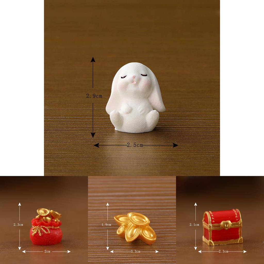 Charming Resin Bunny Ornament New Year Gift Cute Miniature Landscape Accessory