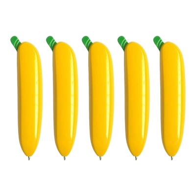 5Pcs Fun Banana Shaped Pen Retractable Ballpoint Pen Novelty Ballpoint Pen for Kid Reward Christmas Stocking Fillers