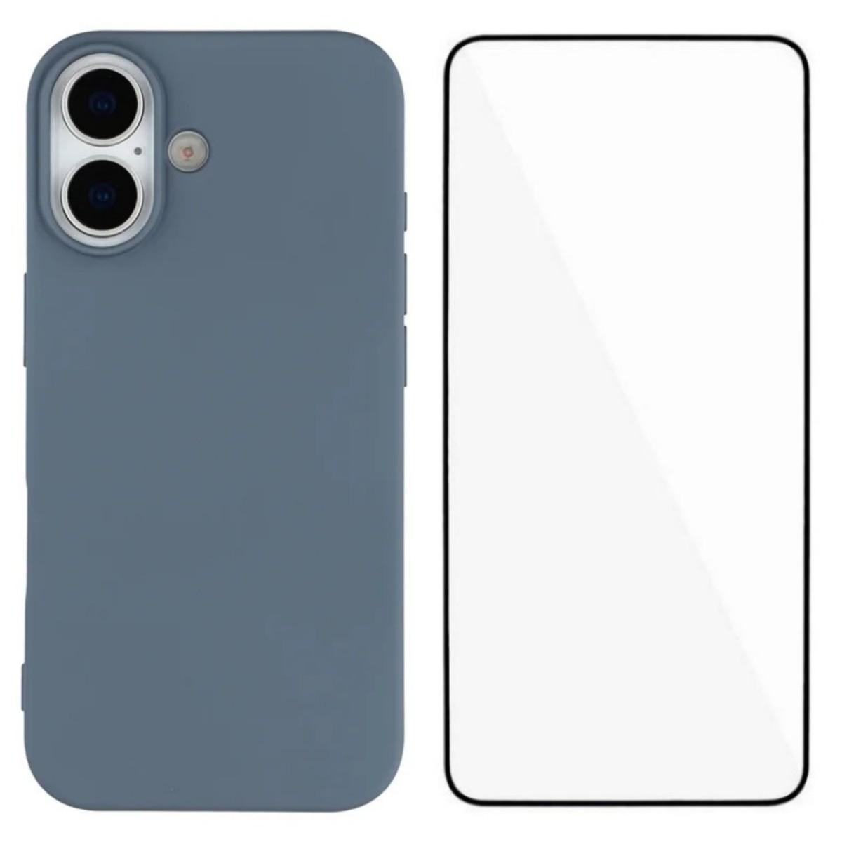 

For iPhone 17 Phone Case WANLONFENG RB2 Series TPU Back Cover with Tempered Glass Lavender Grey