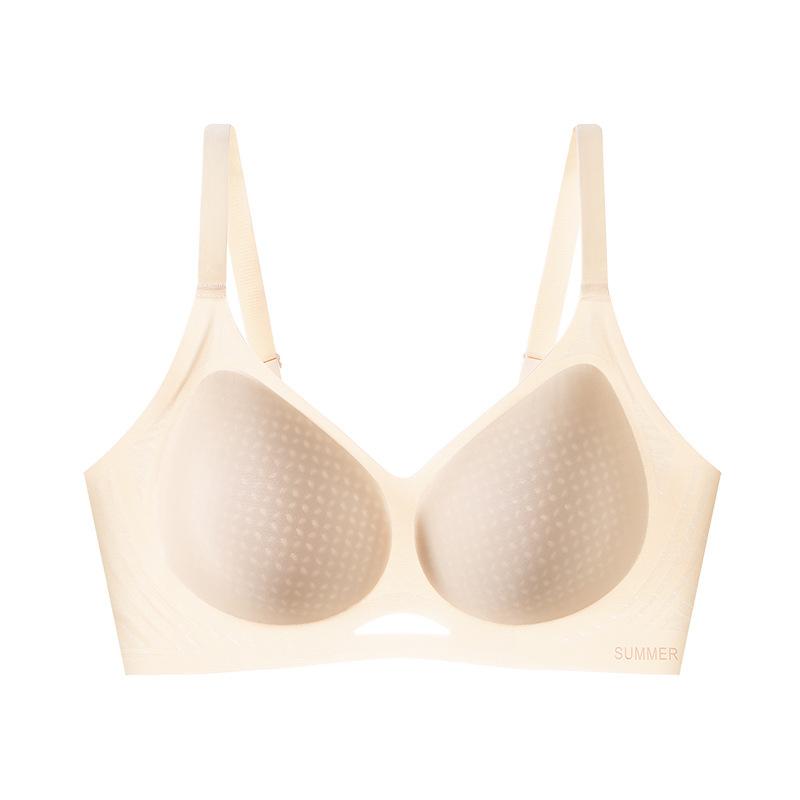 Underwear Women's Big Breasts Show Small Breasts, Summer Seamless Thin Bra, Adjusted Anti-sagging Large Size Bra
