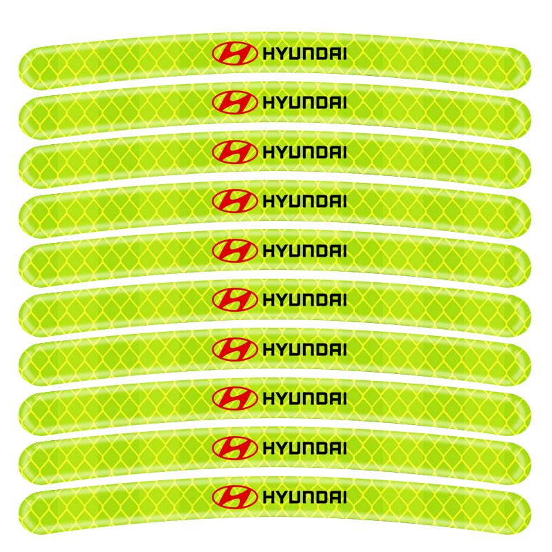 Car Wheel Hub Reflective Stickers Tire Rim Luminous Accessories For Hyundai Tucson Solaris I30 Creta Ix35 I40 Veloster Santafe