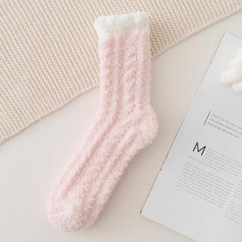 Winter Women's Twist Coral Fleece In The Tube Wild Warm Floor Socks Adult Socks