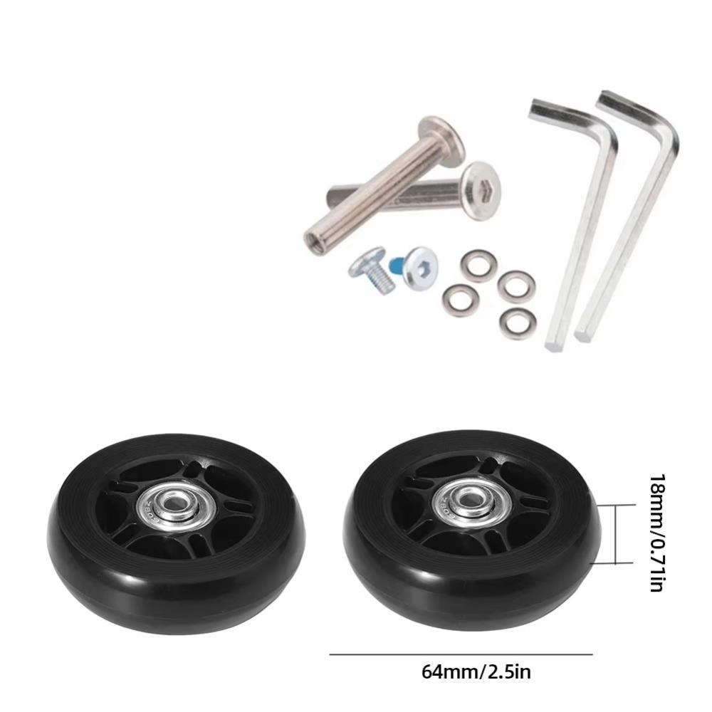 

Wear Resistant Rubber Luggage Wheels Flexible Wheel Replacement Set Travel 64x18mm