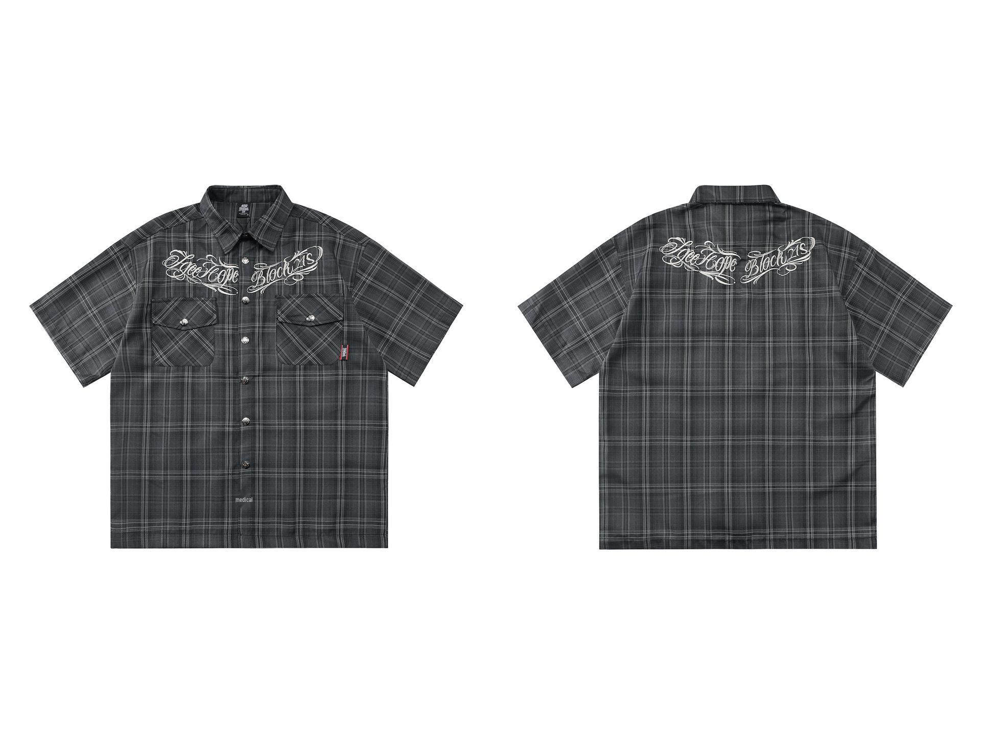 

Сорочка робоча картата вишита в стилі чикано-гангстерів Західного узбережжя M